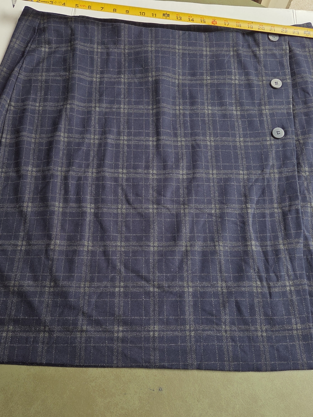 NWT J. Jill Navy Plaid Button-Front Casual Skirt